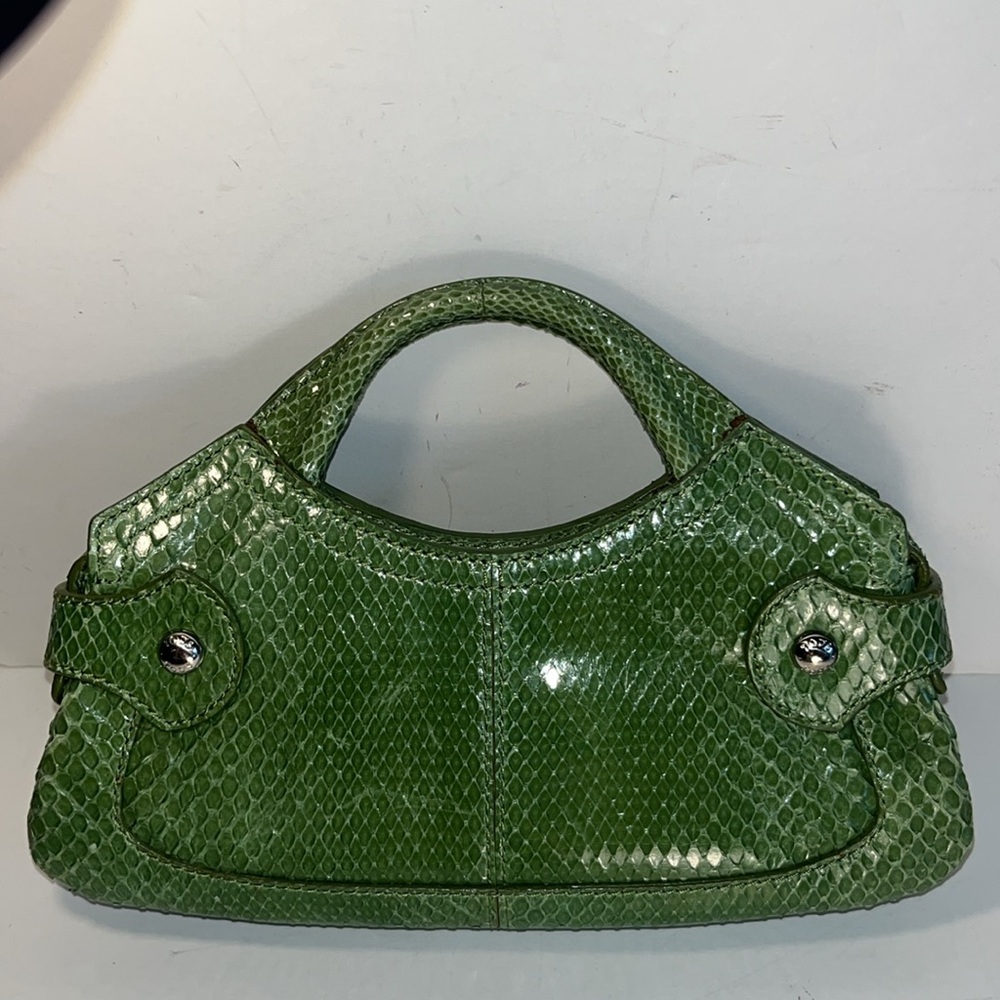 NWOT Vintage Tod’s Green Snakeskin Leather With Crystal Clutch Shoulder Bag - Picture 16 of 16